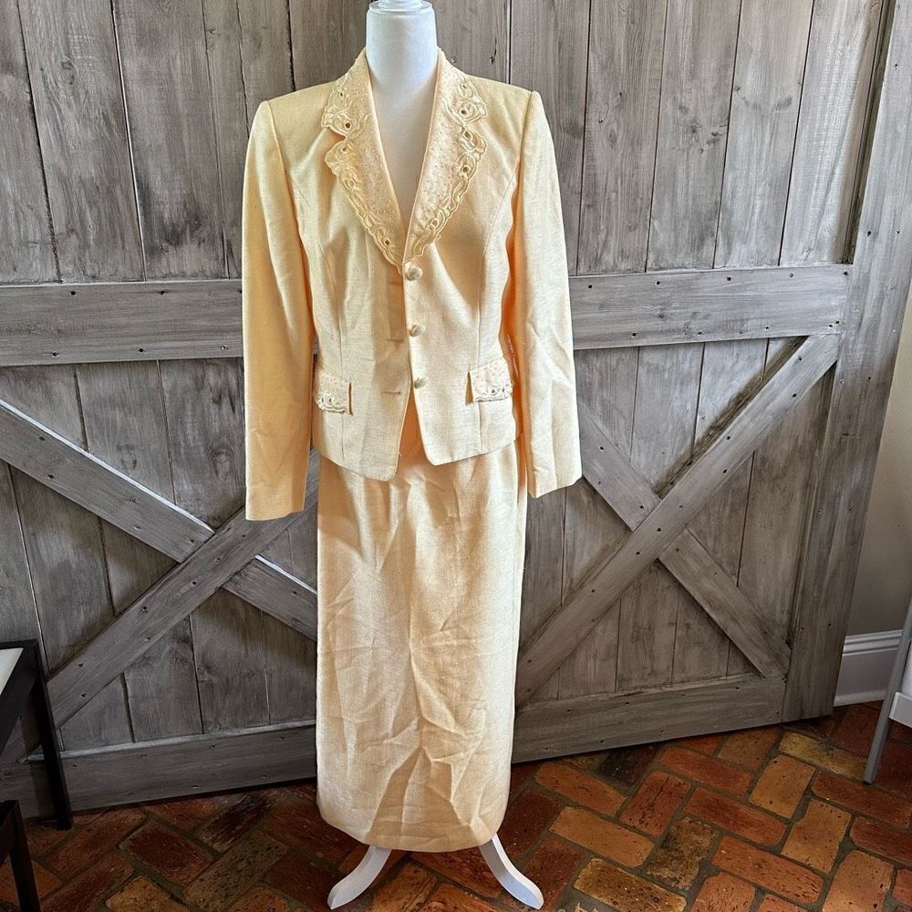John Meyer of Norwich Yellow Set Skirt Blazer